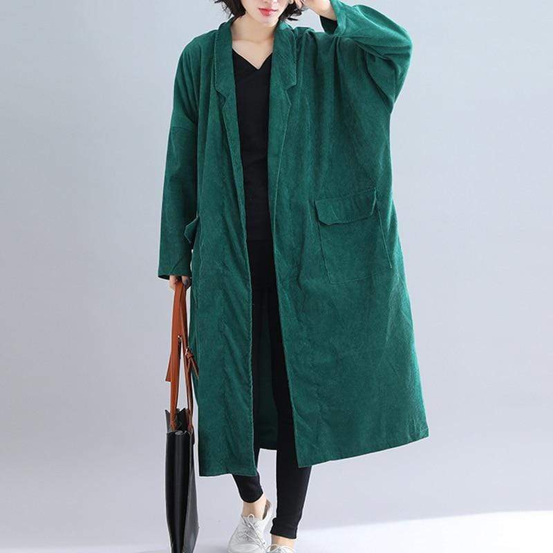Buddha Trends Green / One Size Oversized Corduroy Coat