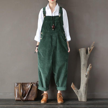 Buddha Trends Green / One Size Plus Size 90s Corduroy Overalls