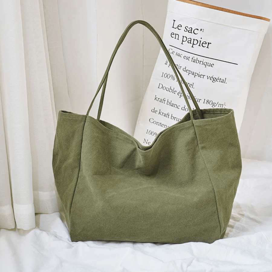 Buddha Trends Green Oversized Canvas Tote Bag