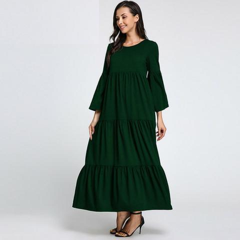 Buddha Trends Green / S Boho Chic Flared Maxi Dress