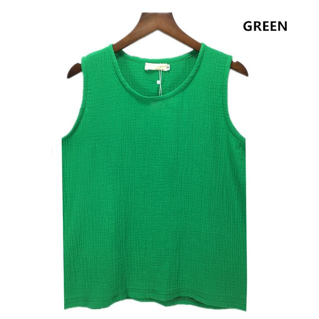 Buddha Trends Green / S Cotton and Linen Plus Size Tank Tops
