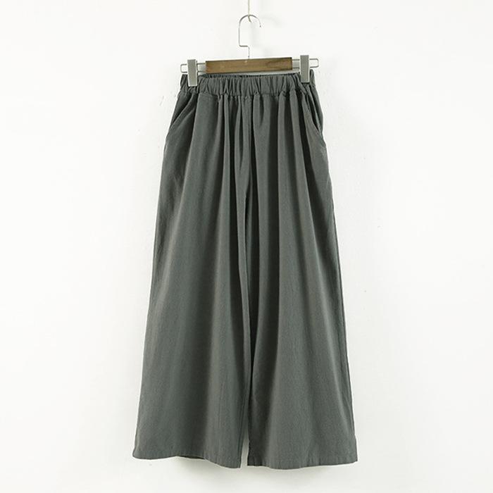 Buddha Trends Grey / One Size 3/4 Length Cotton Linen Pants  | Zen