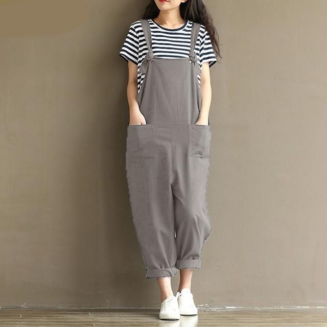 Buddha Trends Grey / S Plus Size 90s Overalls for women