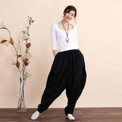 Plus Size Cotton Linen Harem Pants