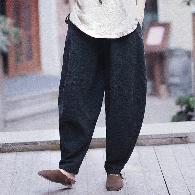 Buddha Trends Harem Pants Black / One Size Boyfriend Cotton Pants  | Zen