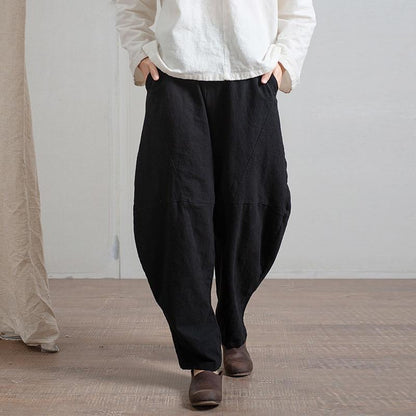 Buddha Trends Harem Pants Black / One Size Cotton and Linen Wide Leg Harem Pants  | Zen