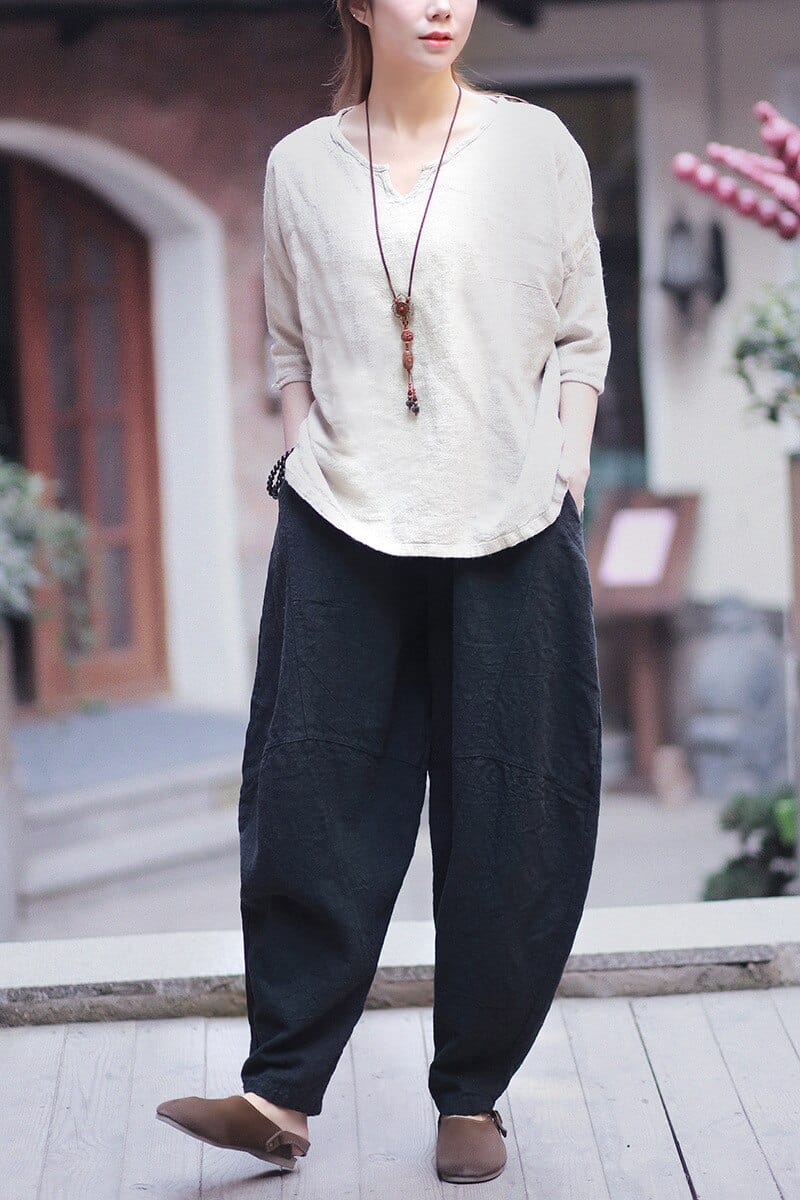 Buddha Trends Harem Pants Boyfriend Cotton Linen Pants  | Zen