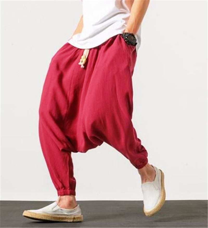 Buddha Trends Harem Pants Cotton and Linen Drop Crotch Harem Pants | Lotus