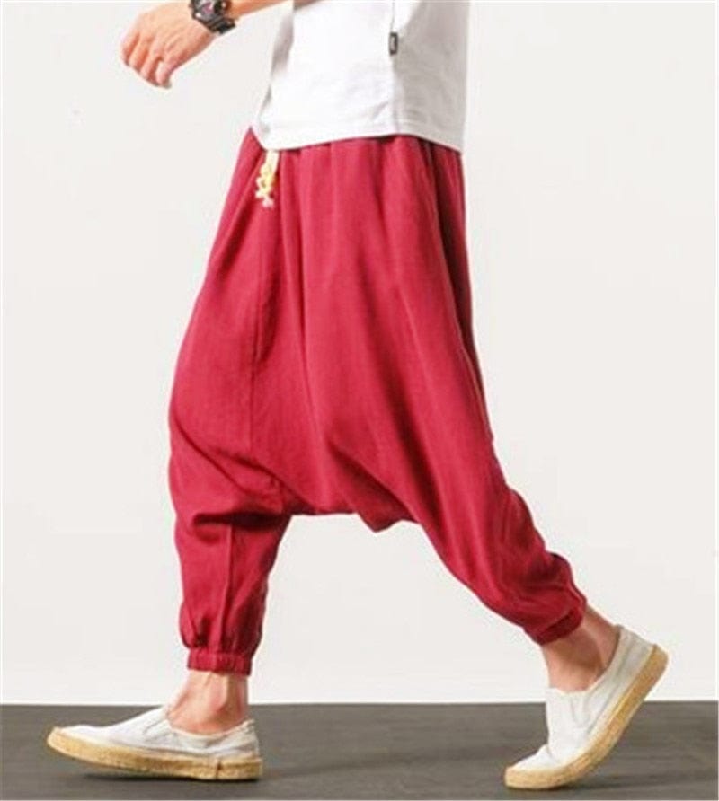 Buddha Trends Harem Pants Cotton and Linen Drop Crotch Harem Pants | Lotus