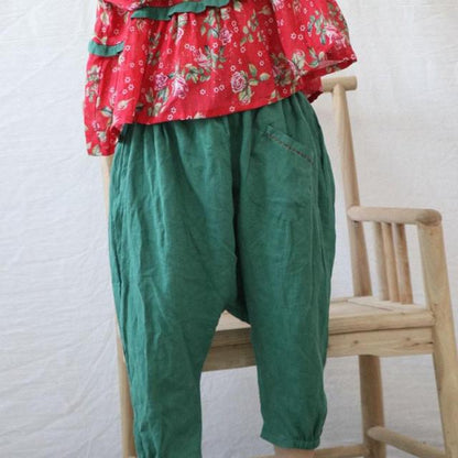Buddha Trends Harem Pants Dark green / One Size Cotton Linen Loose Harem Pants | Hippie