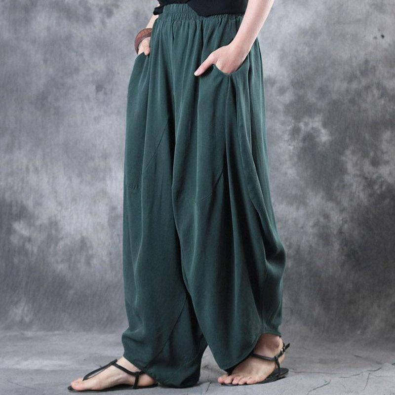 Buddha Trends Harem Pants Green / S Flowy &amp; Free Cotton Harem Pants  | Zen