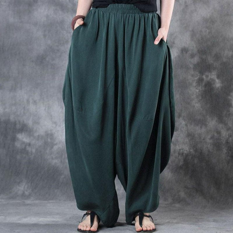 Buddha Trends Harem Pants Green / S Flowy &amp; Free Cotton Harem Pants  | Zen