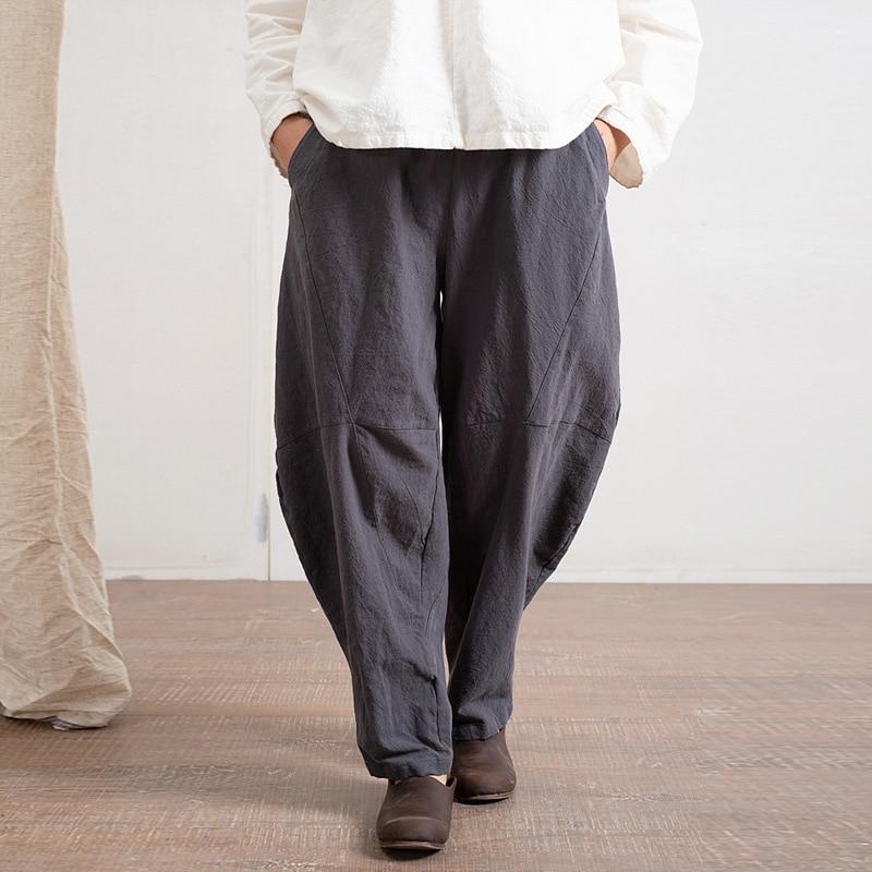 Buddha Trends Harem Pants Grey / One Size Cotton and Linen Wide Leg Harem Pants  | Zen