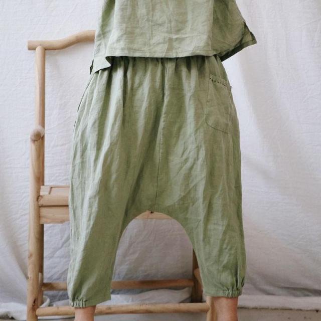 Buddha Trends Harem Pants Light green / One Size Cotton Linen Loose Harem Pants | Hippie