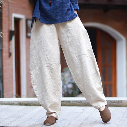 Buddha Trends Harem Pants Linen Colour / One Size Boyfriend Cotton Linen Pants  | Zen