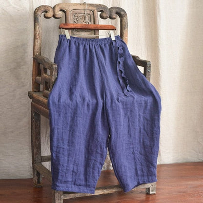 Buddha Trends Harem Pants Navy / One Size Loose Cotton and Linen Harem Pants