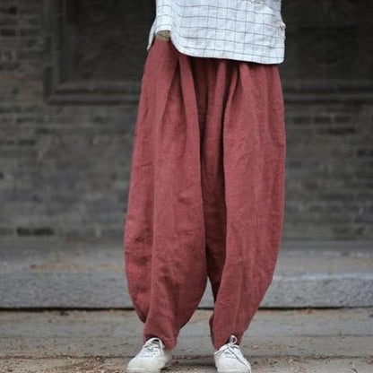 Buddha Trends Harem Pants Orange / One Size Zen Casual Linen Harem Pants | Zen