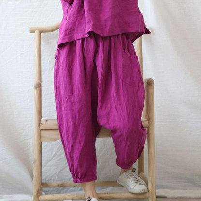 Buddha Trends Harem Pants Pink / One Size Cotton Linen Loose Harem Pants | Hippie