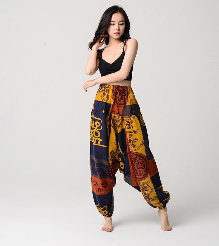 Fitted Cuff Harem Pants with Buckles  Laura Fashion