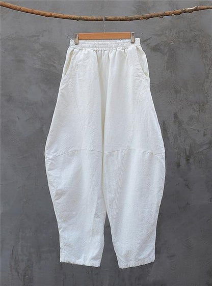 Buddha Trends Harem Pants White / One Size Cotton and Linen Wide Leg Harem Pants  | Zen