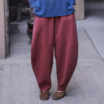 Buddha Trends Harem Pants Wine Red / One Size Boyfriend Cotton Pants  | Zen