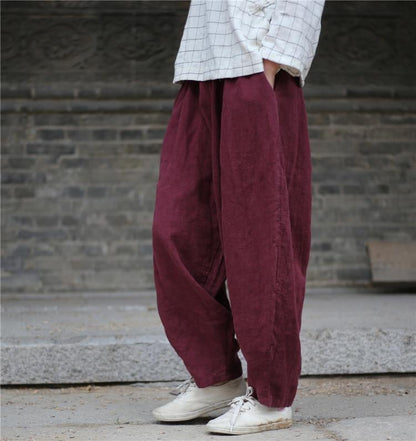 Buddha Trends Harem Pants Wine red / One Size Zen Casual Linen Harem Pants | Zen