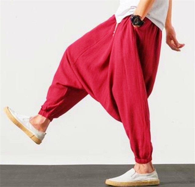 Women's Organic Linen Harem Pants - Loose Fit, Drop Crotch, Boho Style  Trousers