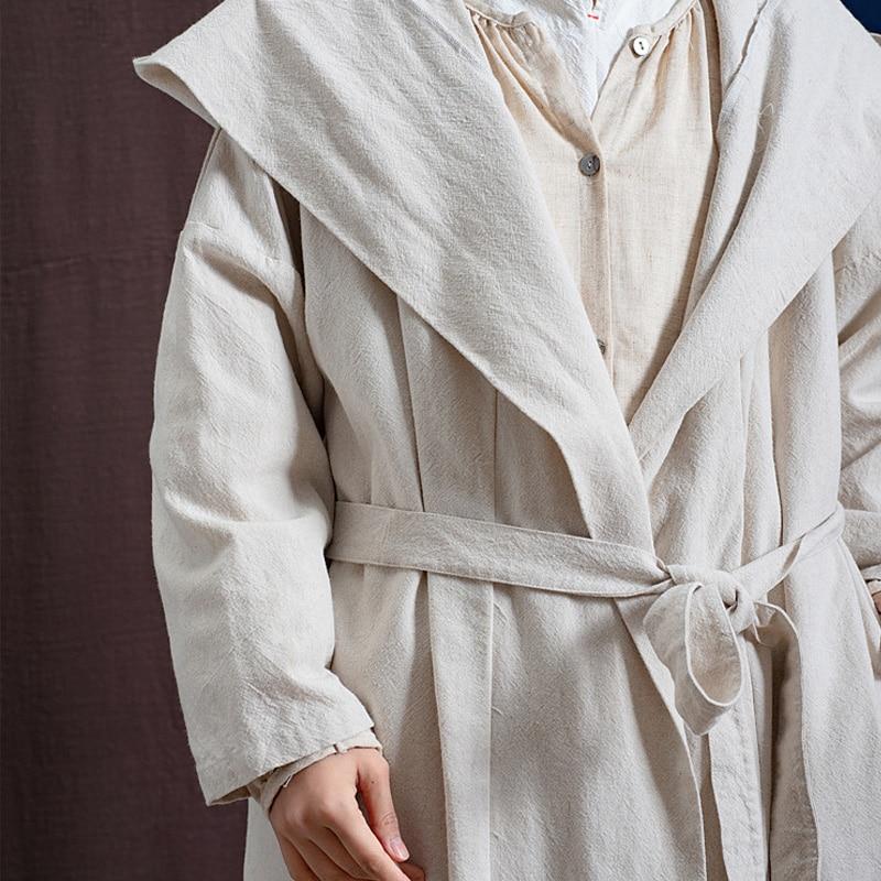 Hooded Bandage Linen Trench Coat  | Zen