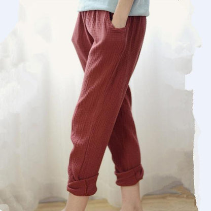 Buddha Trends jujube red / M Cotton And Linen Pants  | Zen