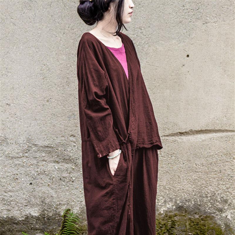 Buddha Trends Jumpsuits Claret / One Size Oversized Linen Jumpsuit | Lotus