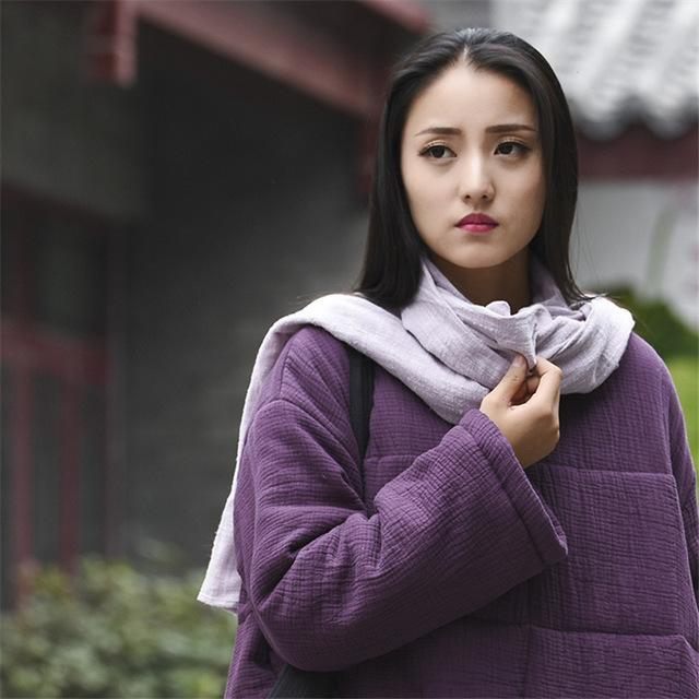Buddha Trends Light purple / One Size Cotton Linen Large Scarf