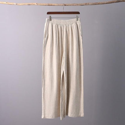 Buddha Trends Linen Color / One Size Zen Garden Cotton &amp; Linen Palazzo Pants  | Zen