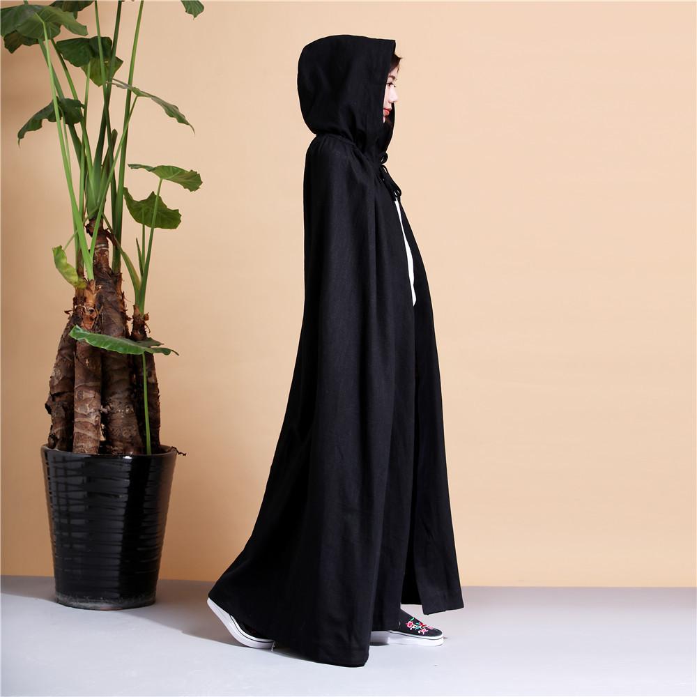 Long Hooded Linen Cloak