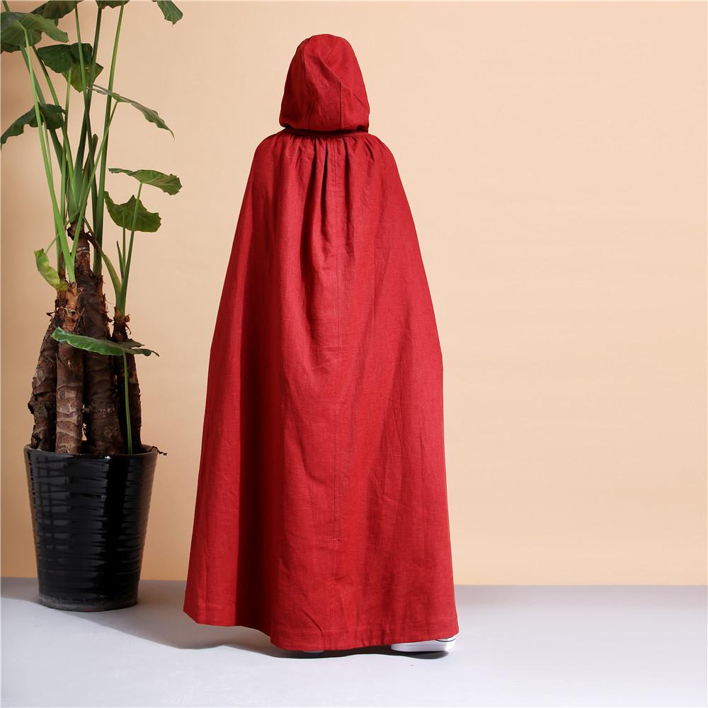 Buddha Trends Long Hooded Linen Cloak