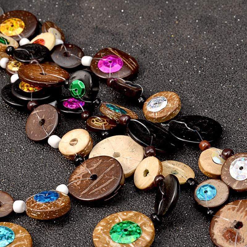 Buddha Trends Multi Layer Wooden Statement Necklace