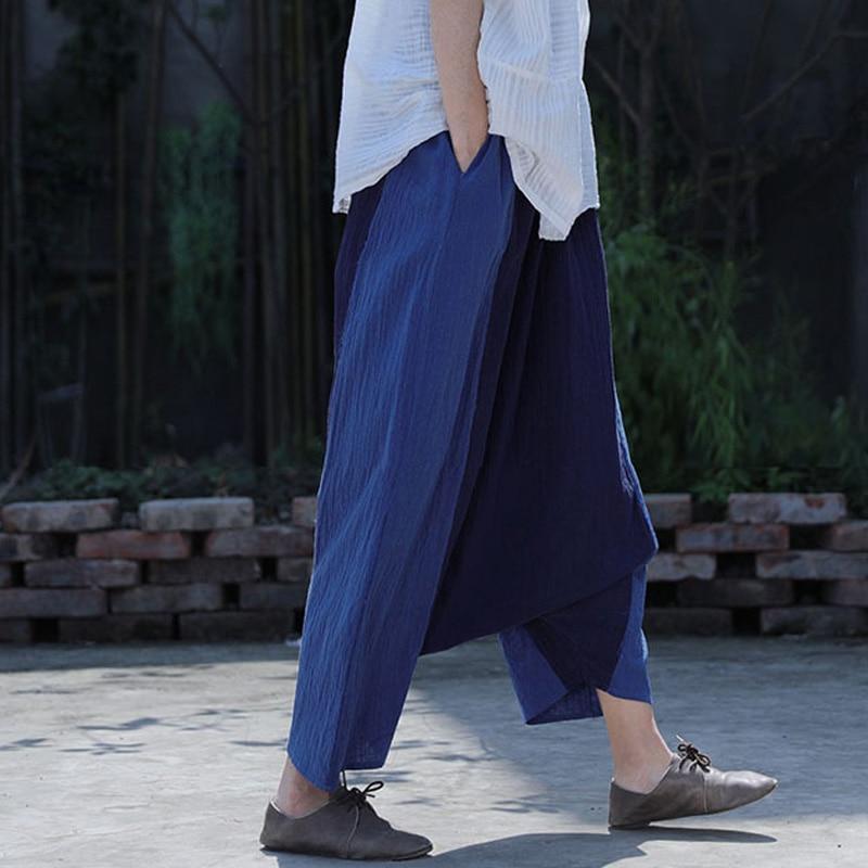 Buddha Trends Navy Blue Cotton Linen Harem Pants | Lotus