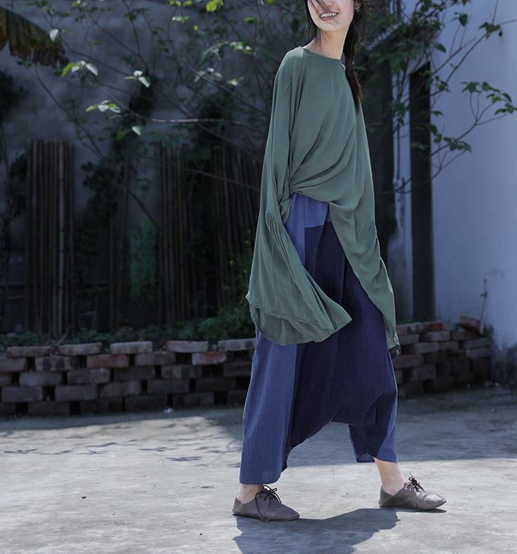 Buddha Trends Navy Blue Cotton Linen Harem Pants | Lotus