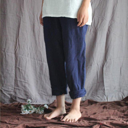 Buddha Trends Navy blue / M Cotton And Linen Pants  | Zen