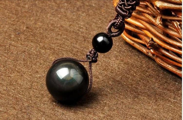 Buddha Trends Obsidian Rainbow Eye Pendant Necklace