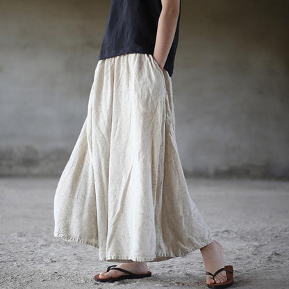 Buddha Trends One Size / Beige Flowy &amp; Free Linen Palazzo Pants  | Zen