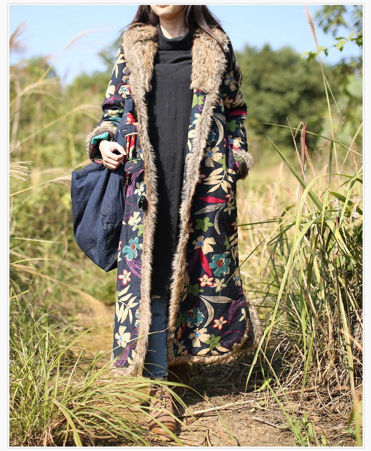 Long Floral Hooded Trench Coat Buddhatrends