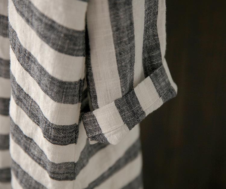Buddha Trends One Size / Grey Grey and White Striped Linen Shirt  | Zen