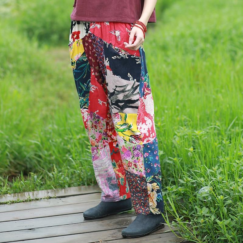 Buddha Trends One Size / Multicolor Random Patchwork Floral Hippie Pants