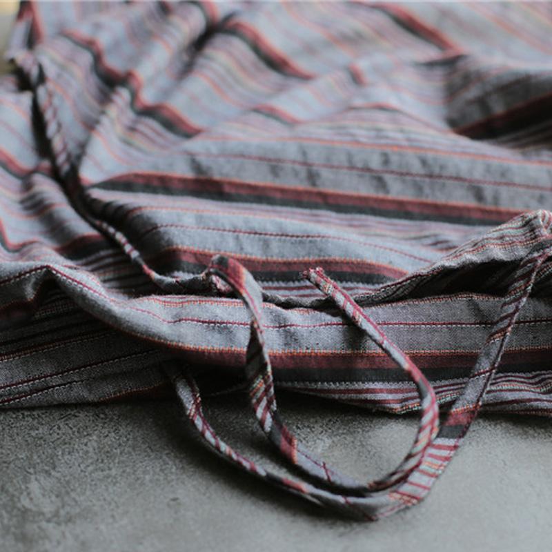 Striped V Neck Wrap Linen Shirt  | Zen