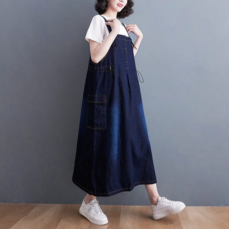 Buddha Trends overall dress Daniella Oversized Denim Overall Dress