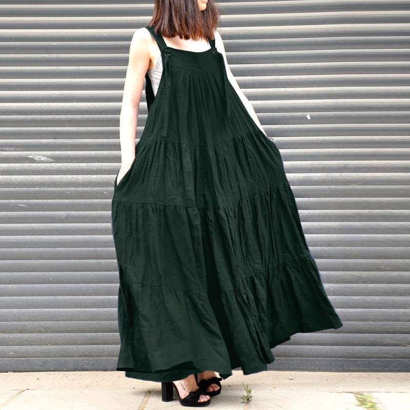 Buddha Trends overall dress Dark Green / S No Problemo Vintage Overall Dress