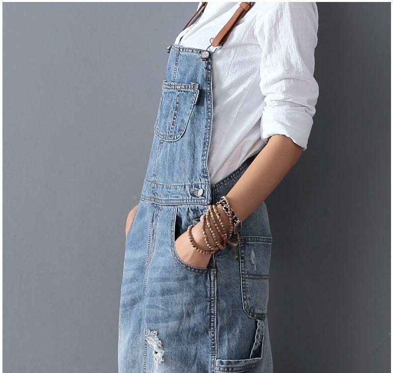 overalls dress women Ripped Denim Overall Dress