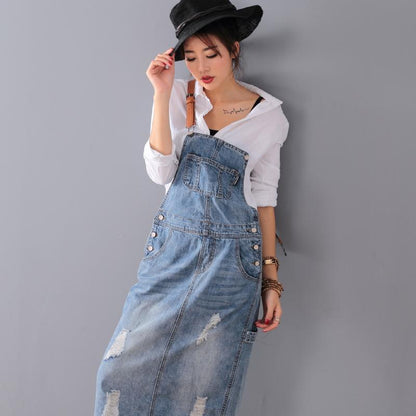 ripped denim dungaree dress 9 Denim dungaree dress ideas