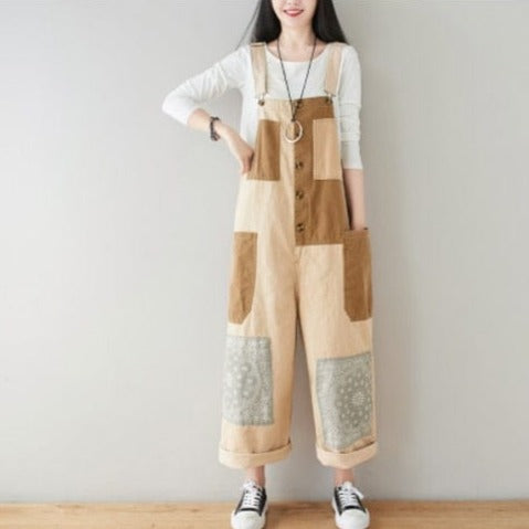 Buddha Trends Patchwork Oversized Denim Overall