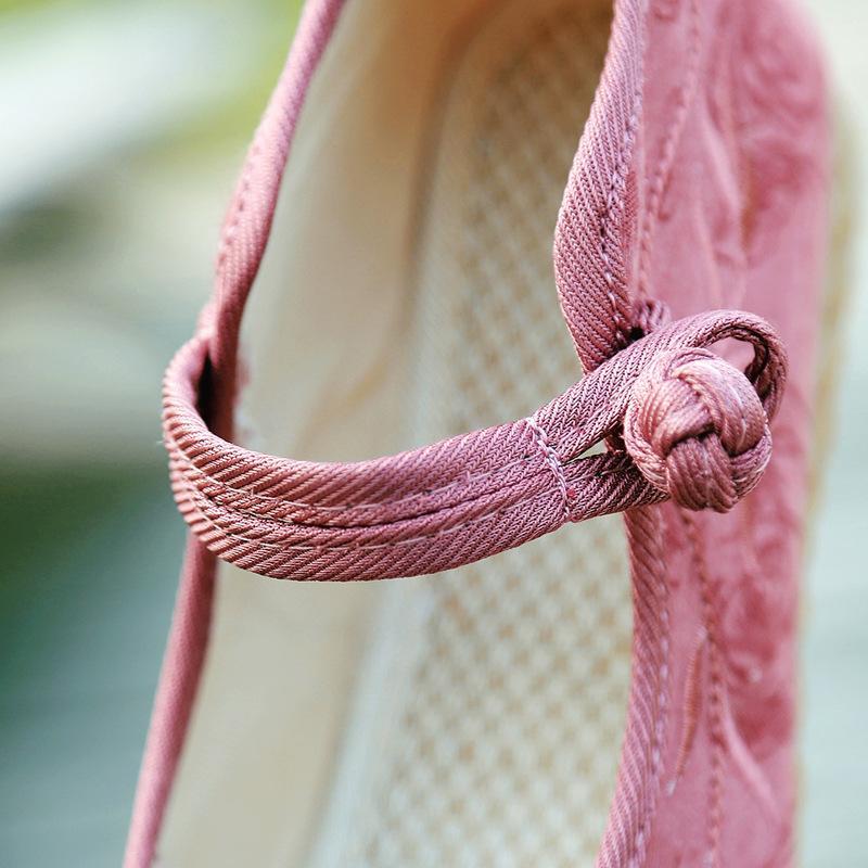 Buddha Trends Pink Cotton &amp; Linen Shoes
